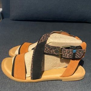 Toms Umber Brown Suede/Animal Hybrid Print Sidney Sandal